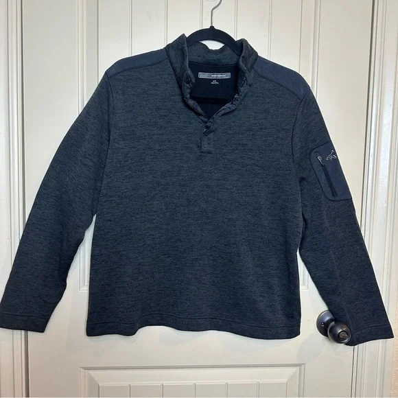 GREG NORMAN Gray Heather Men's M Pullover Sweater 1/4 Button Pocket Golf Fleece - Picture 2 of 16